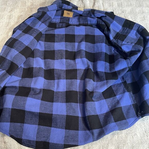 Moose Creek Heavy Flannel Plaid Button Up Blue Shirt Mens Large, 100% Cotton - Picture 14 of 15